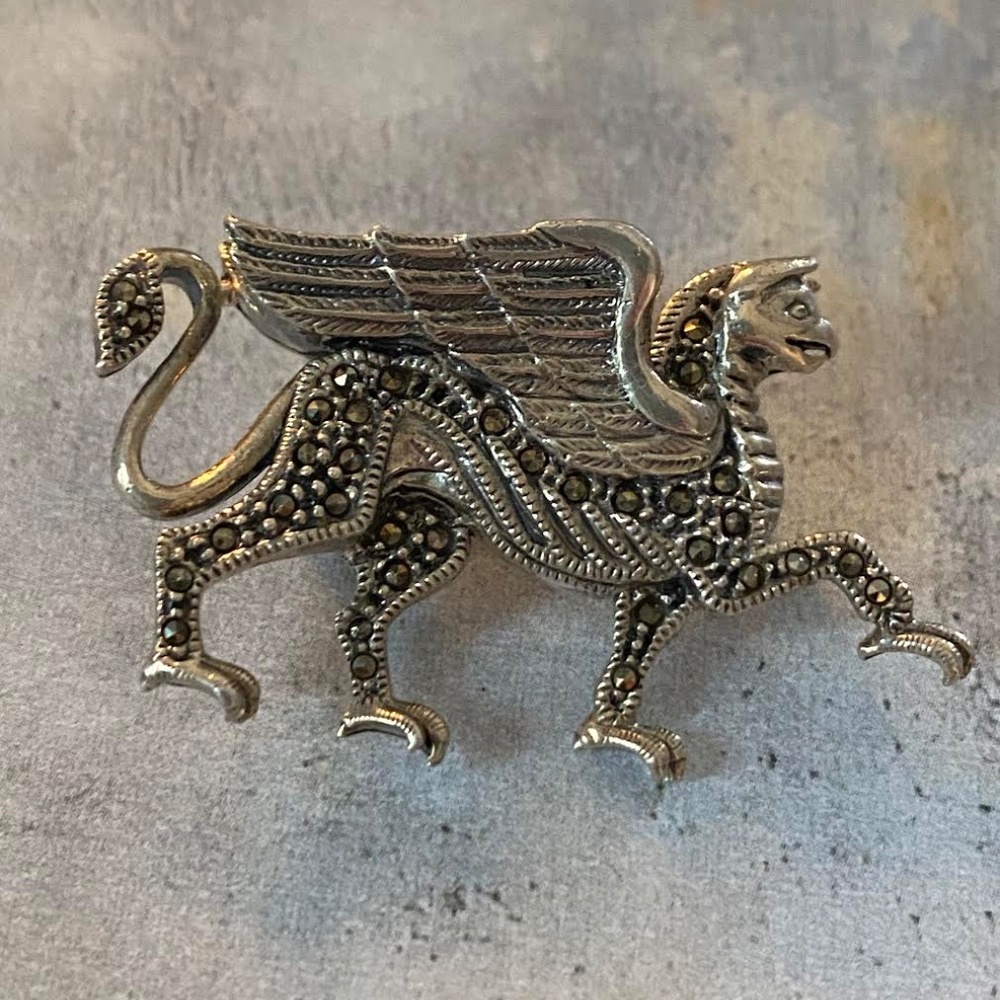 Sterling Silver and Marcasite Brooch - Picture 3 of 6